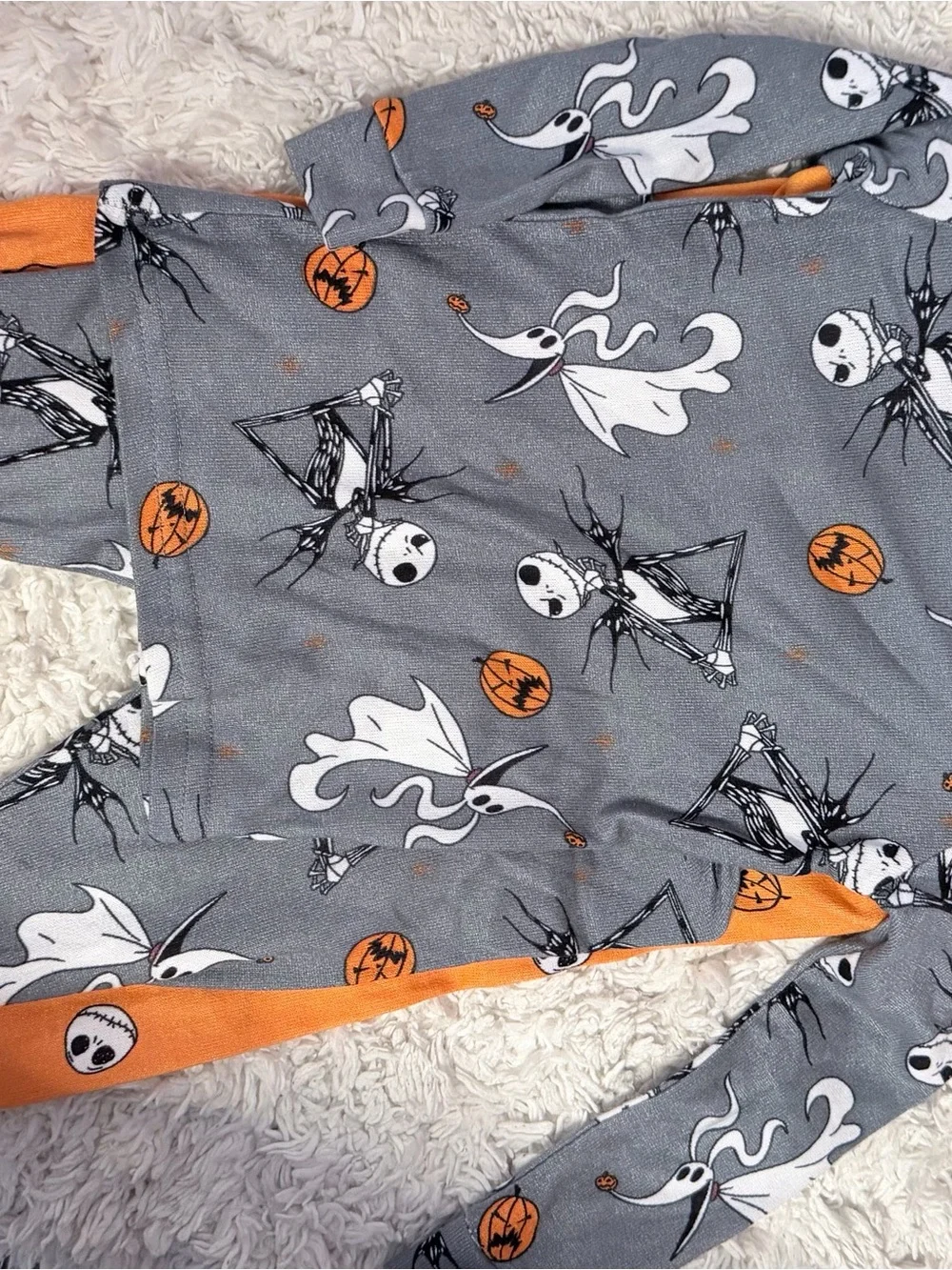 Kids Halloween Jack Skellington 4 piece Pajama Set - Orange & Gray
